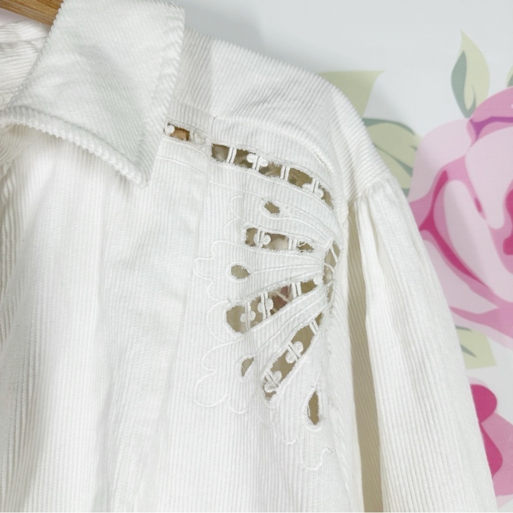 NEW Free People Bud Baby Maxi Floral Embroidered Tulle White Swan Top M - Picture 6 of 13
